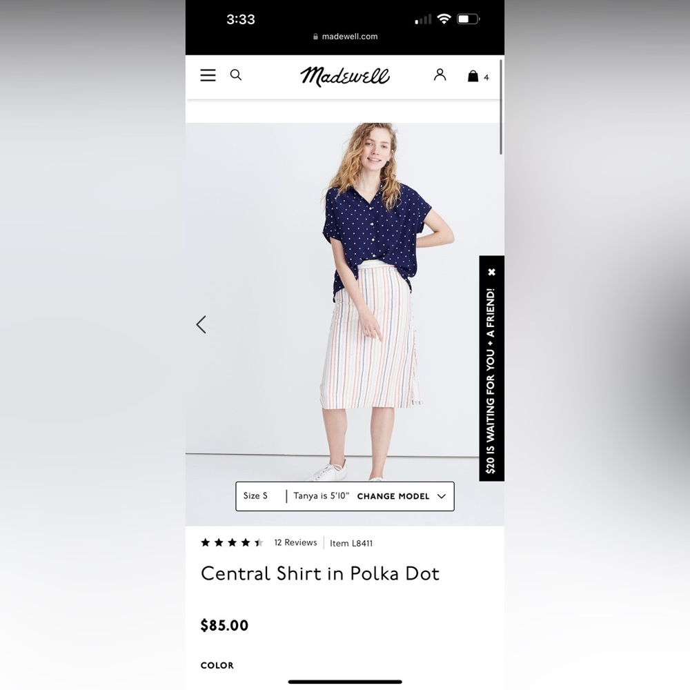 Madewell Central Shirt - Navy Polka Dots